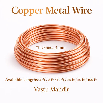 Pure Copper Wire Vastu Remedy for Main Door Installation (2mm & 4mm) - Energy Conductor Wire for Fire Zone Remedies, Plot Correction & Toilet Blocking Vastu Treatment in SE South by Vastu Mandir