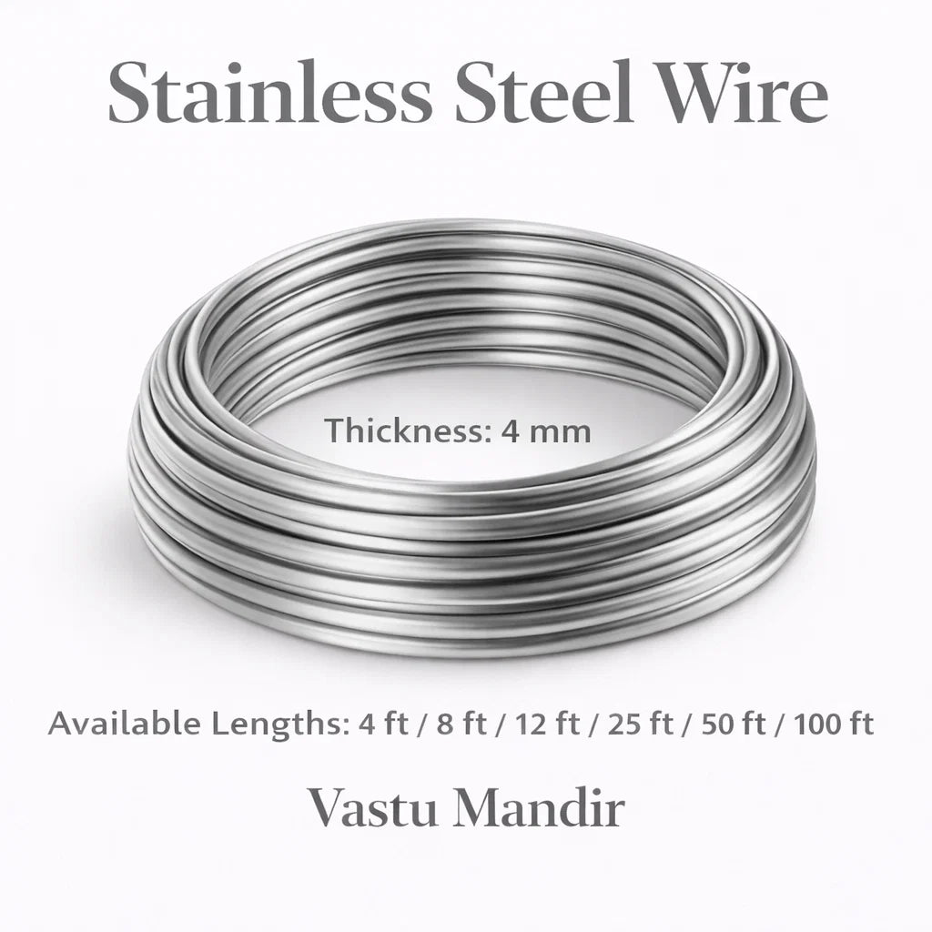 Stainless Steel Wire for Vastu Main Entrance & West Remedies (2mm 4mm Diameter) - Corrosion-Resistant Metal Wire for Communication Enhancement, Focus Improvement & Plot Extension Vastu Treatment by Vastu Mandir