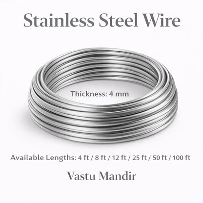 Stainless Steel Wire for Vastu Main Entrance & West Remedies (2mm 4mm Diameter) - Corrosion-Resistant Metal Wire for Communication Enhancement, Focus Improvement & Plot Extension Vastu Treatment by Vastu Mandir