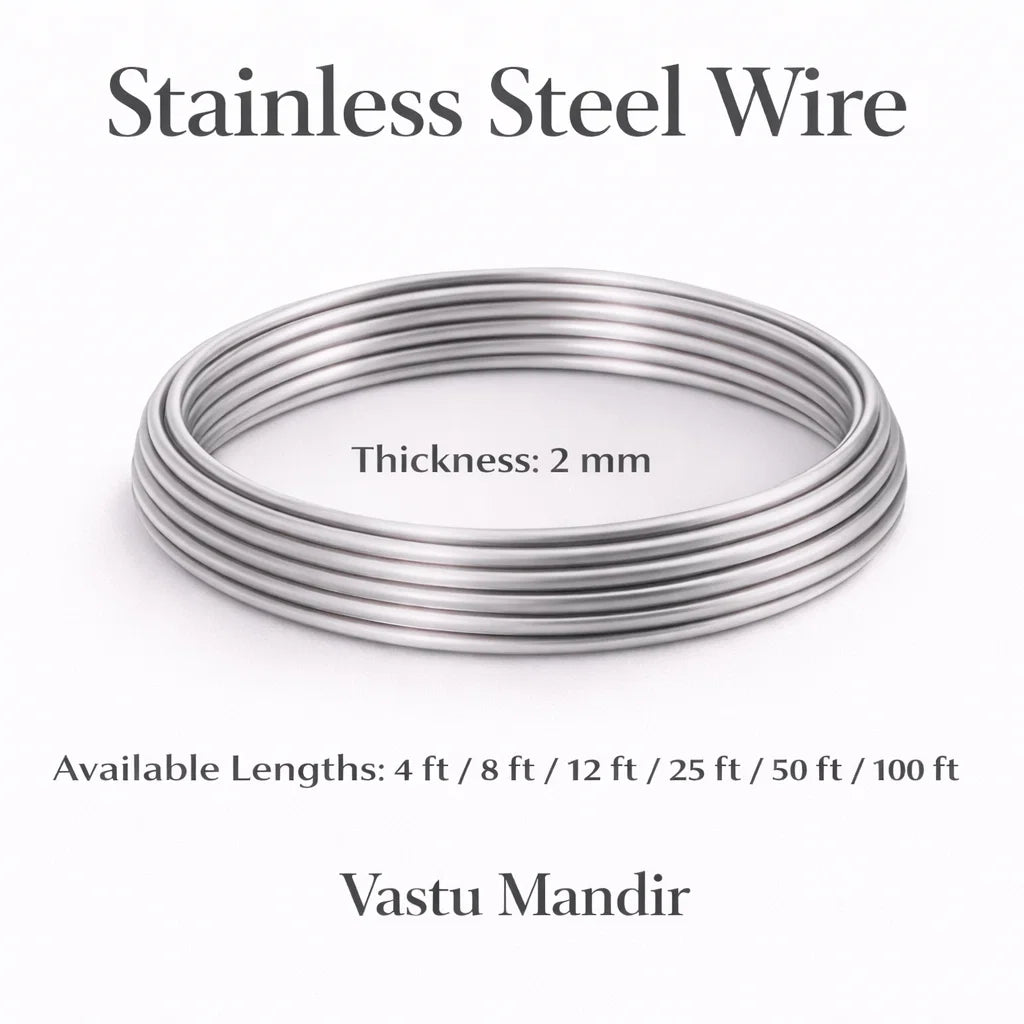 Stainless Steel Wire for Vastu Main Entrance & West Remedies (2mm 4mm Diameter) - Corrosion-Resistant Metal Wire for Communication Enhancement, Focus Improvement & Plot Extension Vastu Treatment by Vastu Mandir