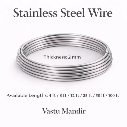 Stainless Steel Wire for Vastu Main Entrance & West Remedies (2mm 4mm Diameter) - Corrosion-Resistant Metal Wire for Communication Enhancement, Focus Improvement & Plot Extension Vastu Treatment by Vastu Mandir