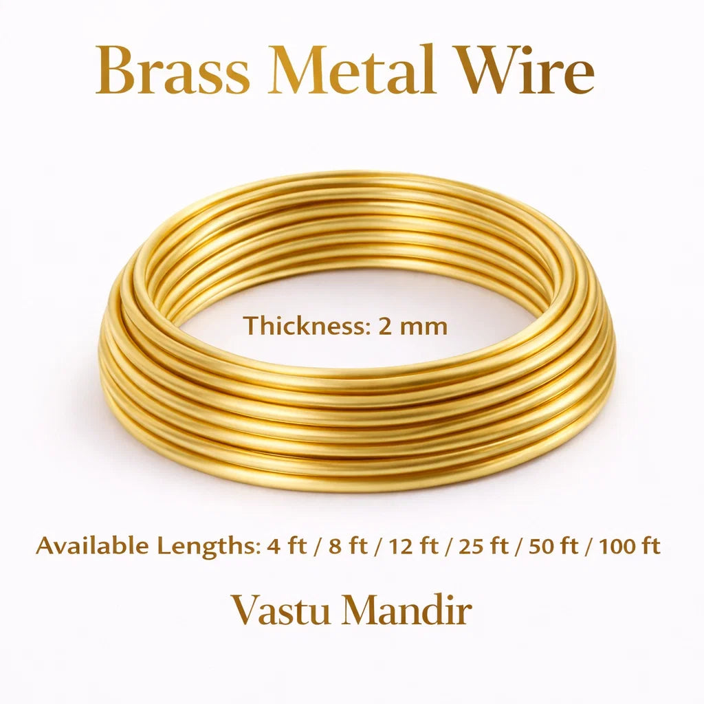 Premium Brass Wire Vastu Remedy for Southwest Installation (2mm & 4mm) - Earth Element Conductor Wire for Relationship Remedies, Financial Stability & Entrance Threshold Vastu Balancing by Vastu Mandir