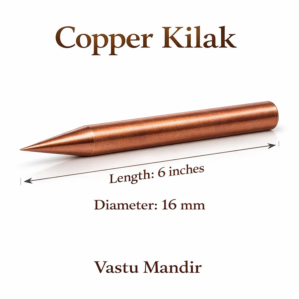 Premium Copper Vastu Kilakh Remedy Rods 2" 4" 6" Inch Sizes for Pillar Extension Shaft Toilet Staircase Foundation Corrections – Professional Conical High-Conductivity Fire Element Vastu Dosh Nivaran Tools by Vastu Mandir