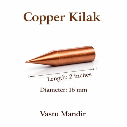Premium Copper Vastu Kilakh Remedy Rods 2" 4" 6" Inch Sizes for Pillar Extension Shaft Toilet Staircase Foundation Corrections – Professional Conical High-Conductivity Fire Element Vastu Dosh Nivaran Tools by Vastu Mandir