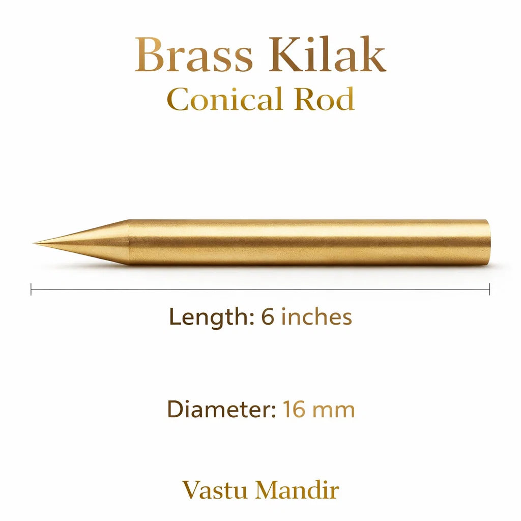 Premium Brass Vastu Kilakh Remedy Rods 2" 4" 6" Inch Sizes for Staircase Turns Compound Walls Entrance Corrections – Professional Conical Panchtattva Balancer Mixed Element Vastu Dosh Nivaran Tools by Vastu Mandir
