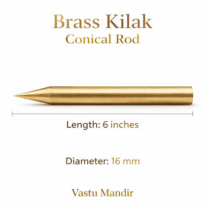 Premium Brass Vastu Kilakh Remedy Rods 2" 4" 6" Inch Sizes for Staircase Turns Compound Walls Entrance Corrections – Professional Conical Panchtattva Balancer Mixed Element Vastu Dosh Nivaran Tools by Vastu Mandir