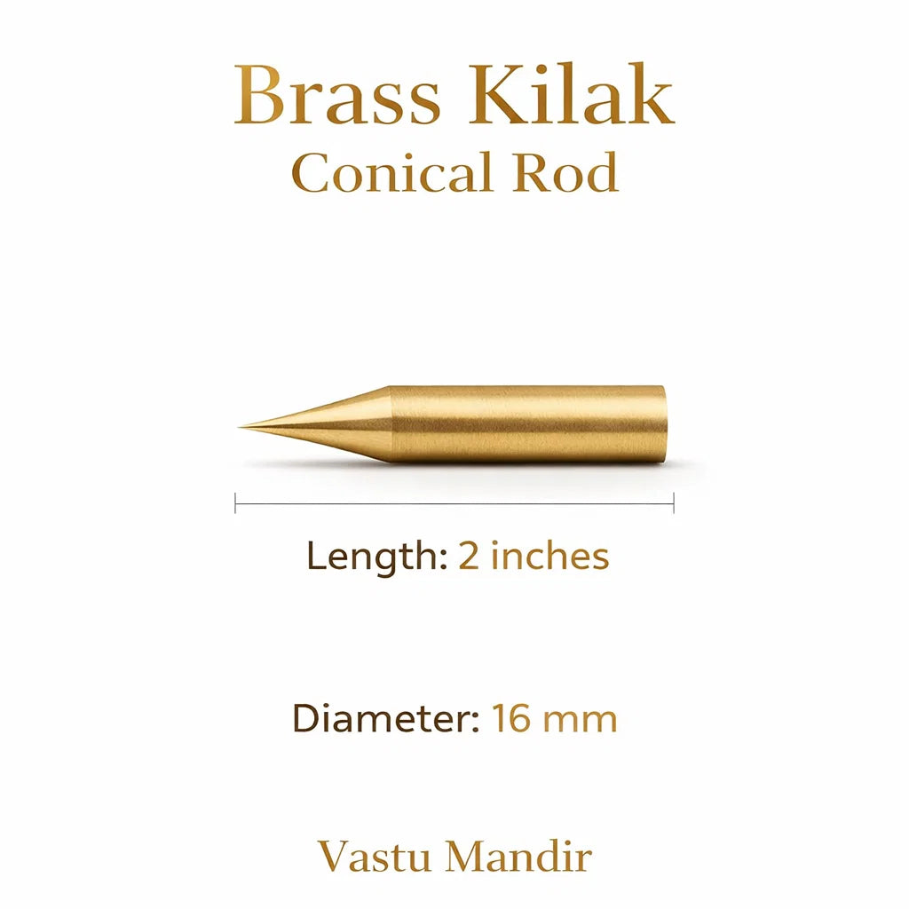 Premium Brass Vastu Kilakh Remedy Rods 2" 4" 6" Inch Sizes for Staircase Turns Compound Walls Entrance Corrections – Professional Conical Panchtattva Balancer Mixed Element Vastu Dosh Nivaran Tools by Vastu Mandir