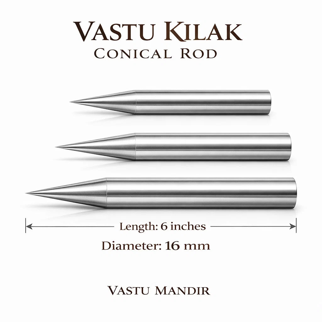 Premium Stainless Steel Vastu Kilakh Remedy Rods 2" 4" 6" Inch Sizes for Modern Structures Multi-Directional Defects – Professional Conical Corrosion-Proof Durable Vastu Remedy Tools by Vastu Mandir