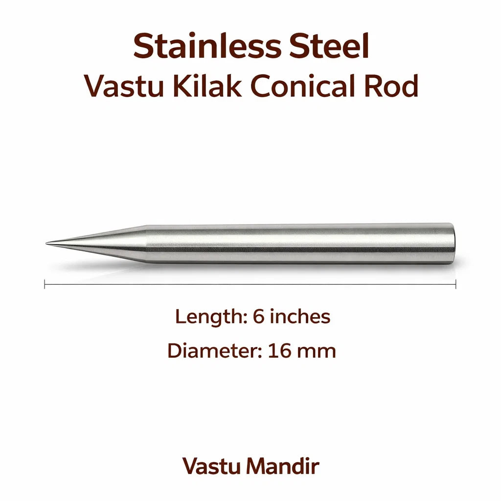 Premium Stainless Steel Vastu Kilakh Remedy Rods 2" 4" 6" Inch Sizes for Modern Structures Multi-Directional Defects – Professional Conical Corrosion-Proof Durable Vastu Remedy Tools by Vastu Mandir