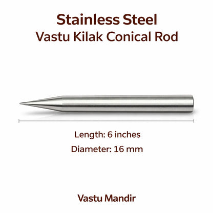 Premium Stainless Steel Vastu Kilakh Remedy Rods 2" 4" 6" Inch Sizes for Modern Structures Multi-Directional Defects – Professional Conical Corrosion-Proof Durable Vastu Remedy Tools by Vastu Mandir