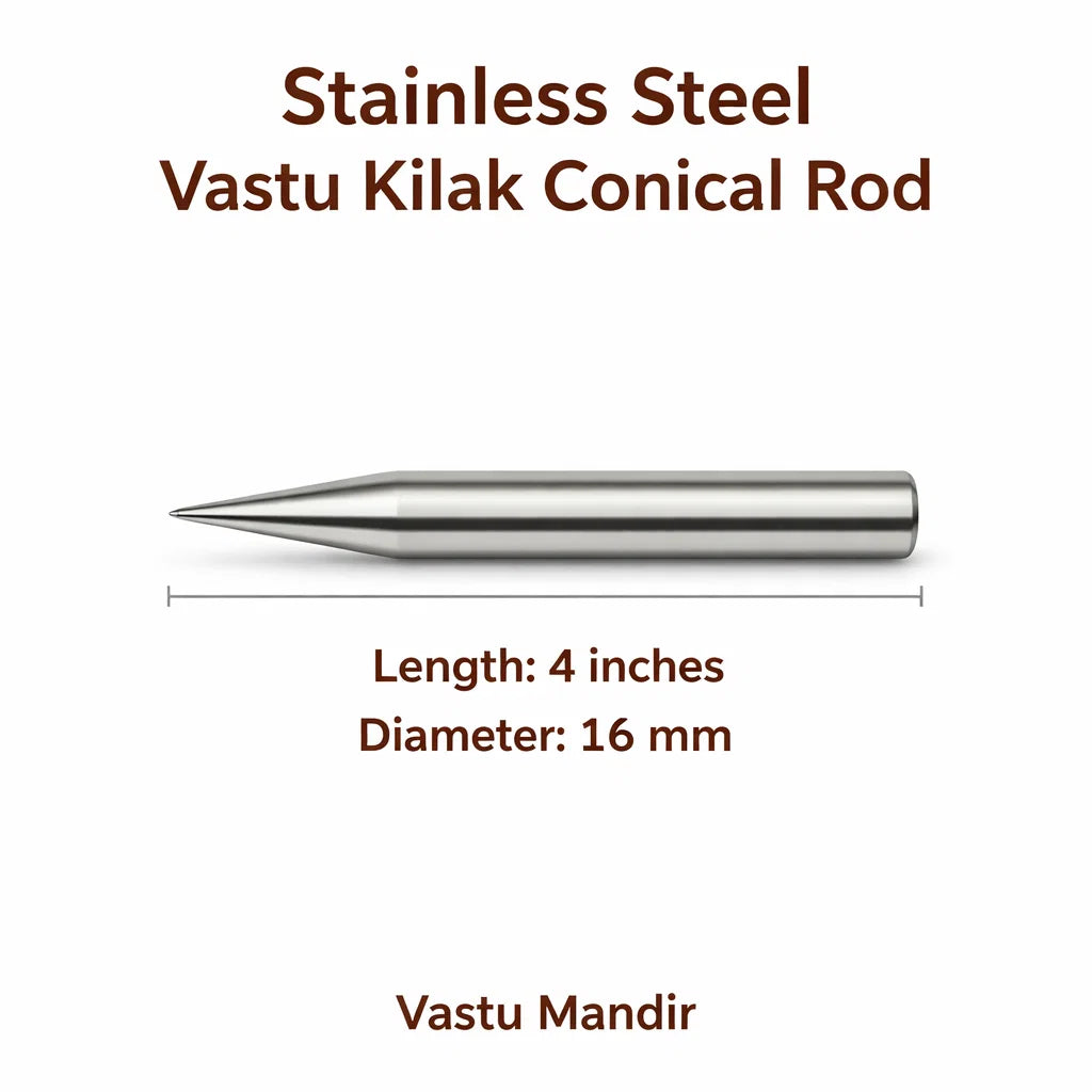 Premium Stainless Steel Vastu Kilakh Remedy Rods 2" 4" 6" Inch Sizes for Modern Structures Multi-Directional Defects – Professional Conical Corrosion-Proof Durable Vastu Remedy Tools by Vastu Mandir