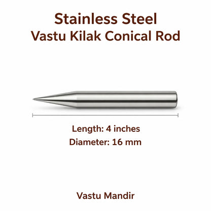 Premium Stainless Steel Vastu Kilakh Remedy Rods 2" 4" 6" Inch Sizes for Modern Structures Multi-Directional Defects – Professional Conical Corrosion-Proof Durable Vastu Remedy Tools by Vastu Mandir