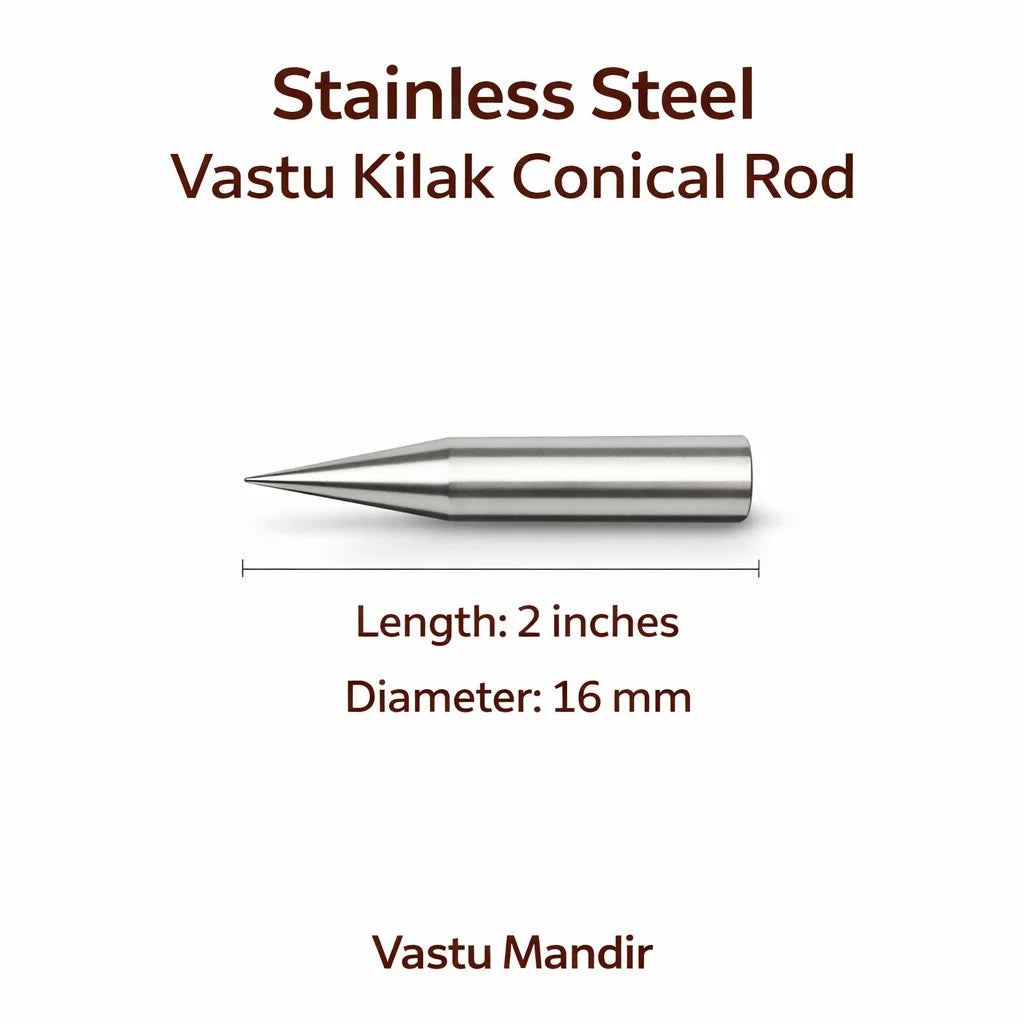 Premium Stainless Steel Vastu Kilakh Remedy Rods 2" 4" 6" Inch Sizes for Modern Structures Multi-Directional Defects – Professional Conical Corrosion-Proof Durable Vastu Remedy Tools by Vastu Mandir
