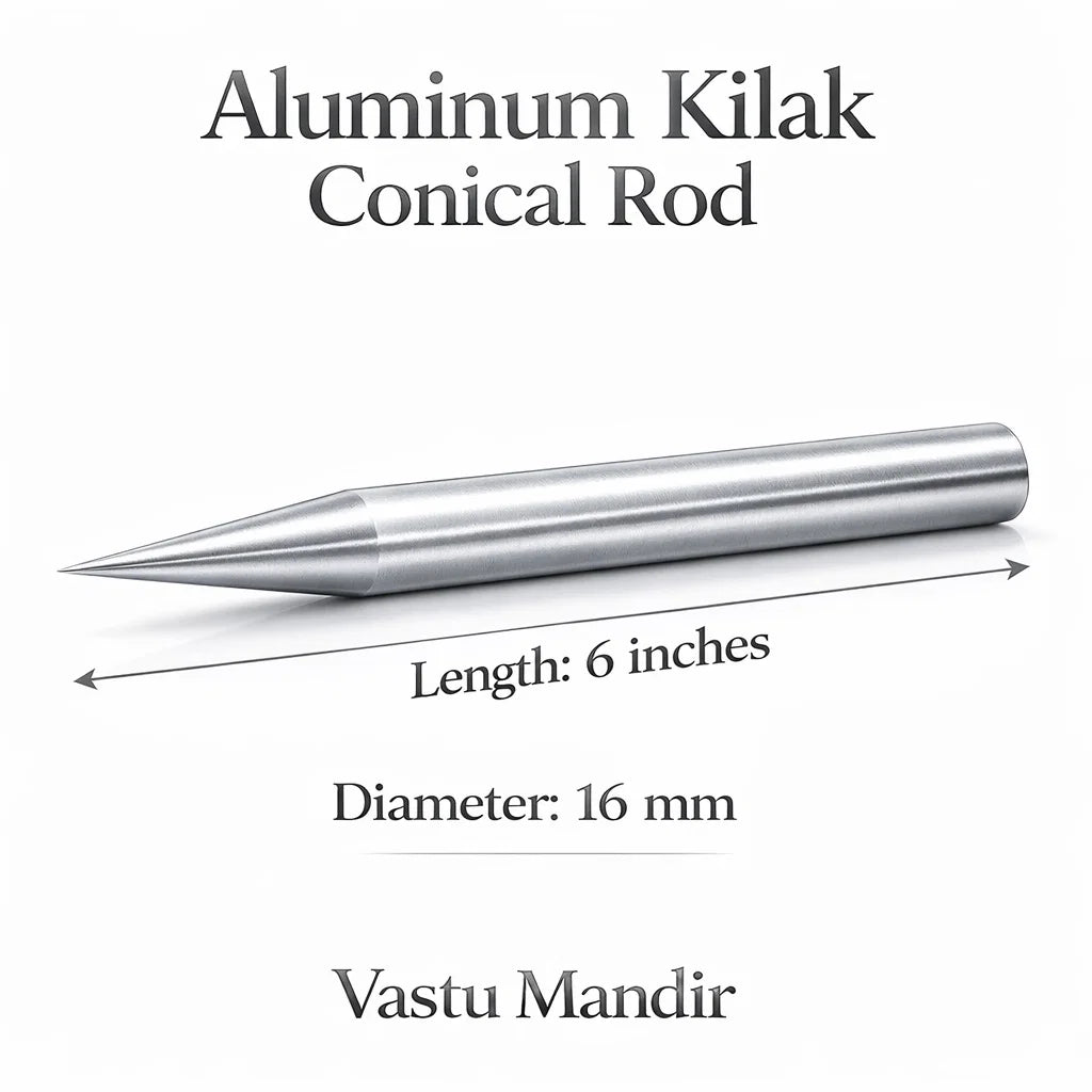 Premium Aluminum Vastu Kilakh Remedy Rods 2" 4" 6" Inch Sizes for Air Element Northwest Zone Beam Defects – Professional Conical Lightweight Vastu Remedy Tools for Directional Energy Balancing by Vastu Mandir