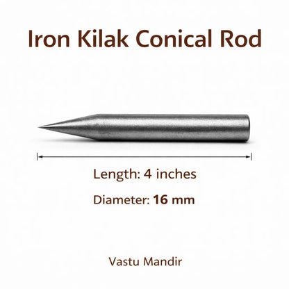 Premium Iron Vastu Kilakh Remedy Rods 2" 4" 6" Inch Sizes for Foundation Plot Cuts Southwest Stability Corrections – Professional Conical Earth Element Grounding Heavy-Duty Vastu Dosh Nivaran Tools by Vastu Mandir