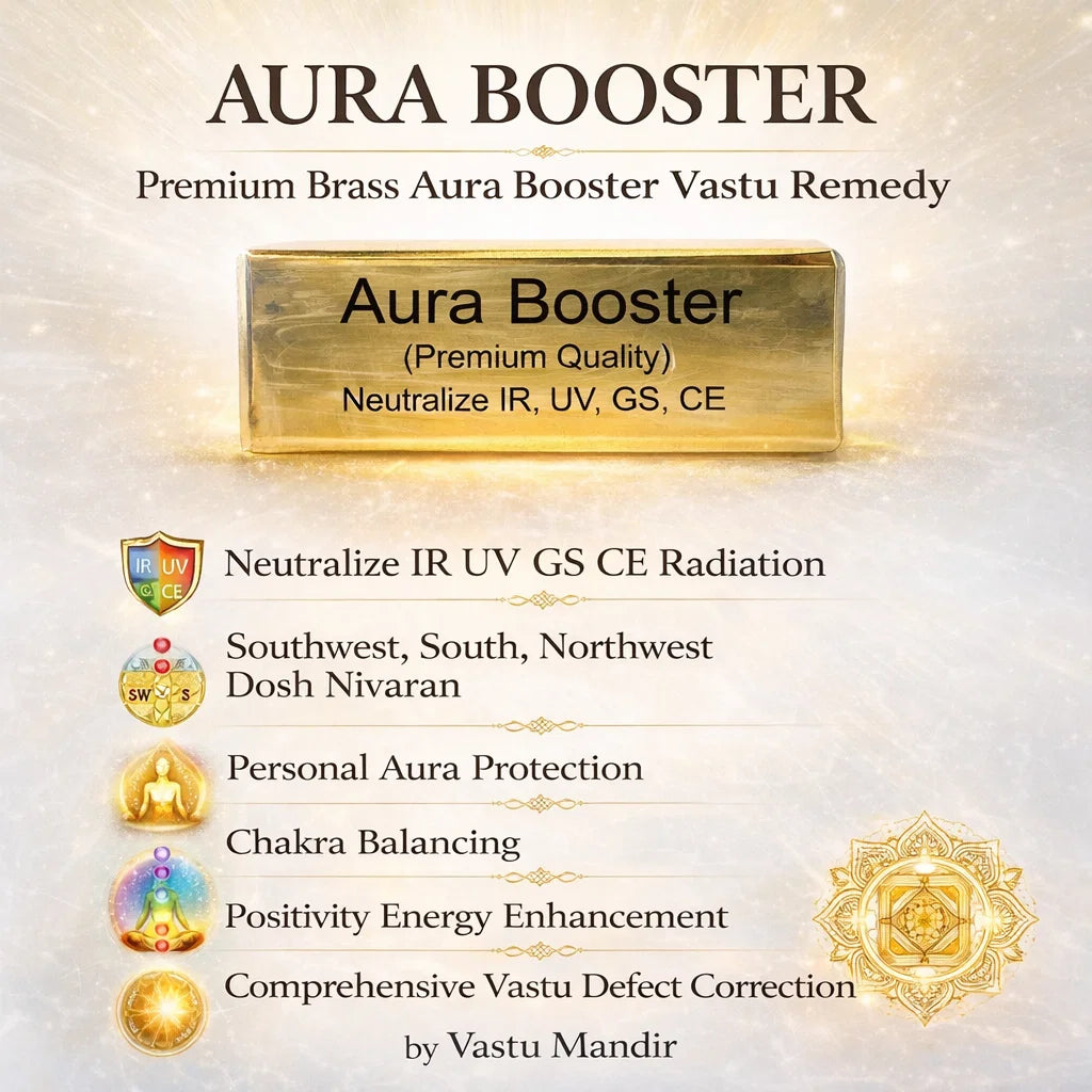 Premium Brass Aura Booster Vastu Remedy—Neutralize IR UV GS CE Radiation for Southwest South Northwest Dosh Nivaran, Personal Aura Protection, Chakra Balancing, Positivity Energy Enhancement by Vastu Mandir