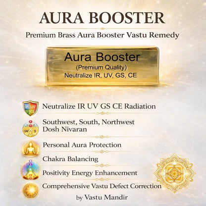 Premium Brass Aura Booster Vastu Remedy—Neutralize IR UV GS CE Radiation for Southwest South Northwest Dosh Nivaran, Personal Aura Protection, Chakra Balancing, Positivity Energy Enhancement by Vastu Mandir