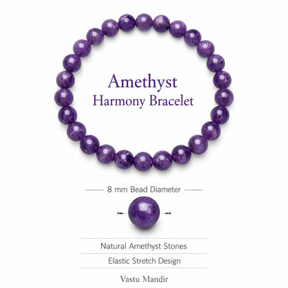 Natural Amethyst Crystal Bracelet – Vastu Remedy for Peace & Spiritual Growth | 8mm Beads