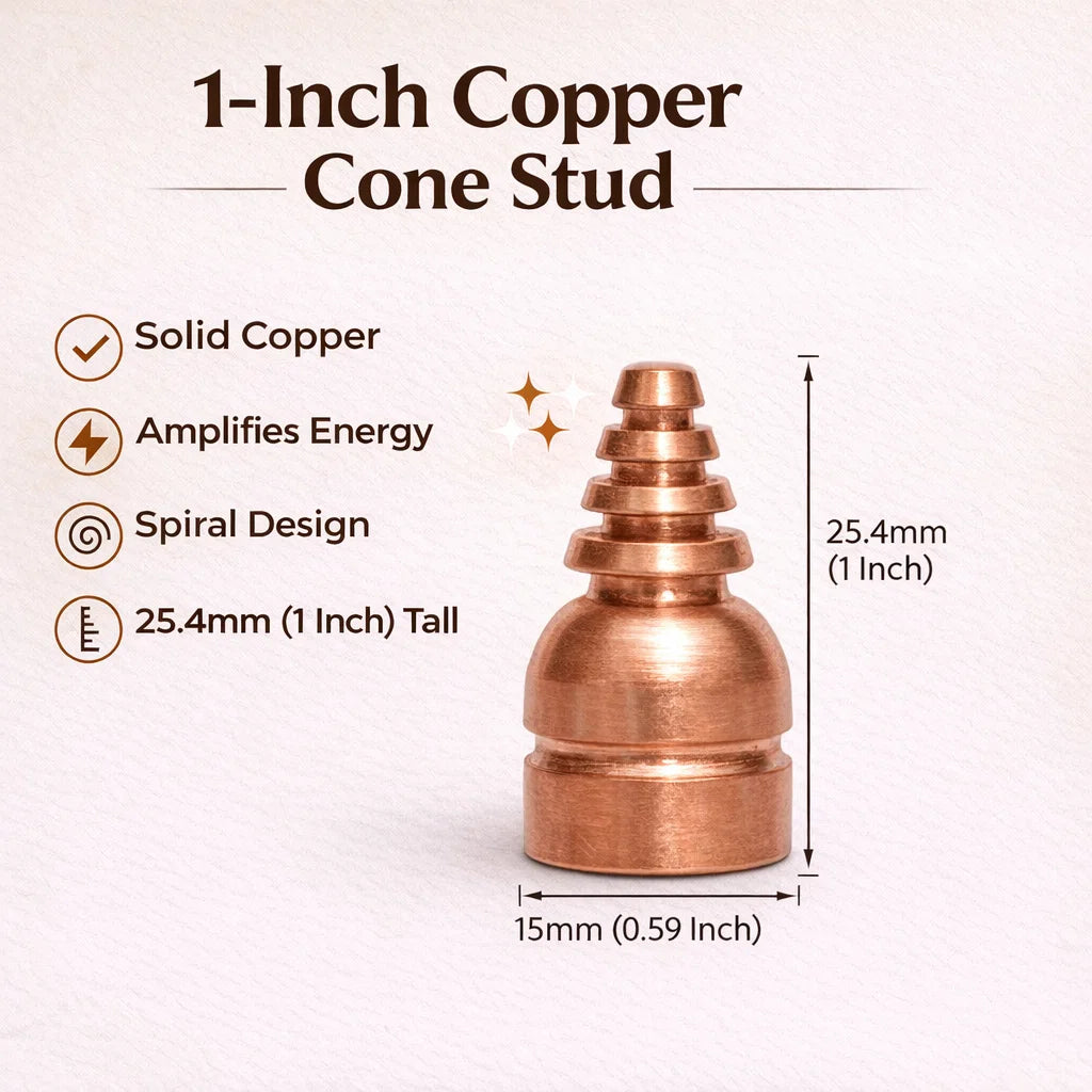 Copper Cone Stud – Vastu Remedy for South Direction Activation | Fame, Leadership & Fire Balance | 1 Inch Height x 15mm Base