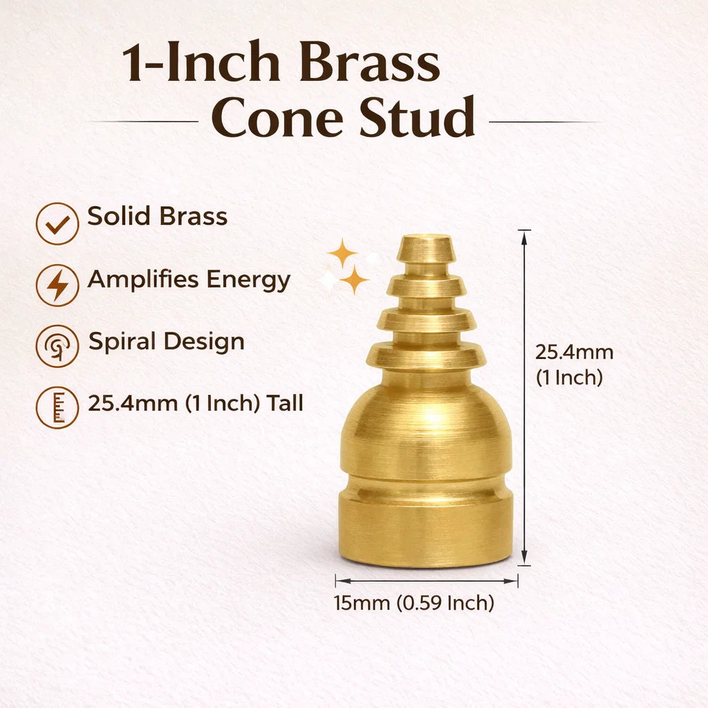 Brass Cone Stud – Vastu Remedy for South-West Stability | Relationship & Earth Element Balance | 1 Inch Height x 15mm Base