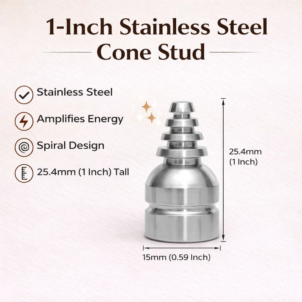 Stainless Steel Cone Stud – Vastu Remedy for North-East Activation | Spiritual Clarity & Air Balance | 1 Inch Height x 15mm Base