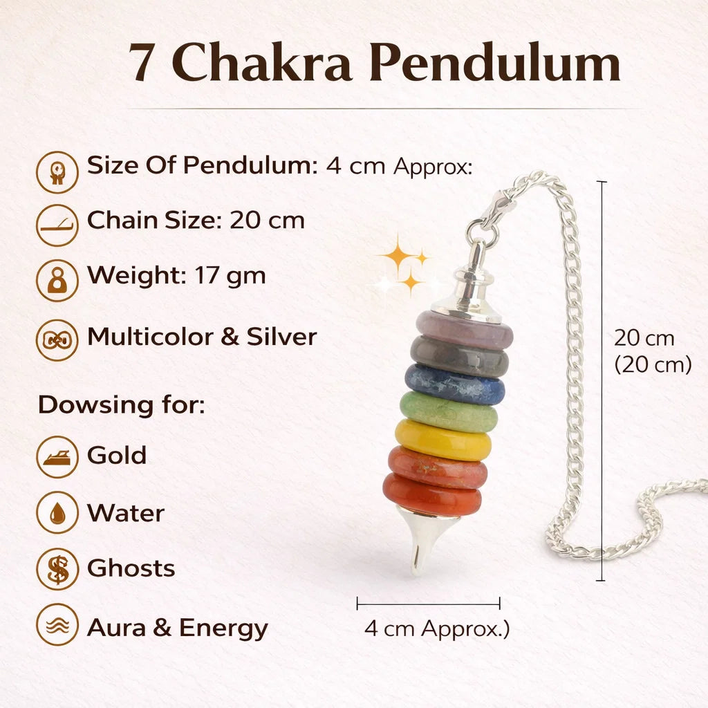 Multicolor 7 Chakra Dowsing Pendulum — Vastu Remedy, Reiki & Energy Diagnosis Gem Tool | Vastu Mandir