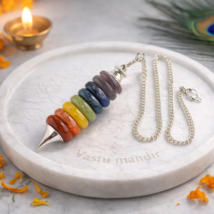 Multicolor 7 Chakra Dowsing Pendulum — Vastu Remedy, Reiki & Energy Diagnosis Gem Tool | Vastu Mandir