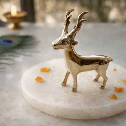 Brass Deer Idol Vastu Remedy for Peace, Growth and Gentle Prosperity for Home, Office and Decorative Placement | 8.5 x 2 x 11 cm | 240 Gm