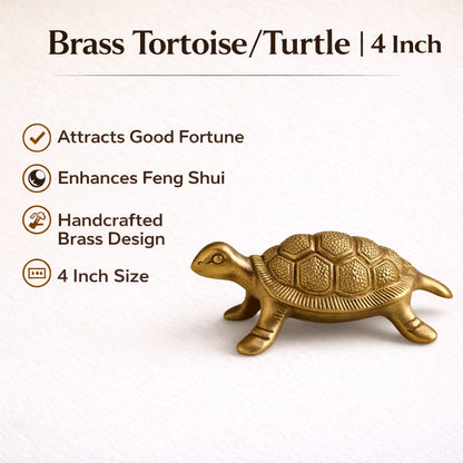 Brass Tortoise Idol Vastu Remedy for Wealth, Health and Longevity for Home, Office and North Direction Placement | 10 cm x 6.5 cm | 250 gm 