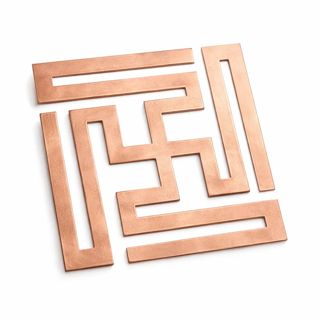 Copper Nandavrat Swastik Yantra – Vastu Remedy for Wall Defects | Entrance Energy Activation | 1 Inch
