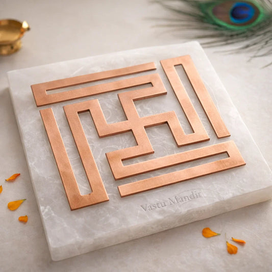 Copper Nandavrat Swastik Yantra – Vastu Remedy for Wall Defects | Entrance Energy Activation | 1 Inch