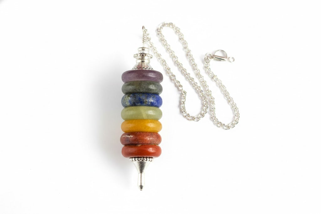 Multicolor 7 Chakra Dowsing Pendulum — Vastu Remedy, Reiki & Energy Diagnosis Gem Tool | Vastu Mandir