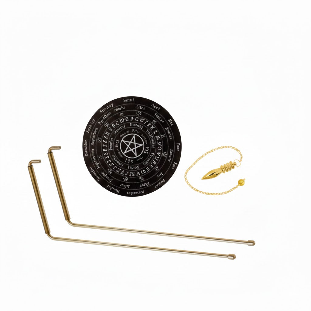 Brass Dowsing L-Rod Set – Vastu Remedy for Complete Energy Detection | Includes Rods, Pendulum & Board | Professional Kit
