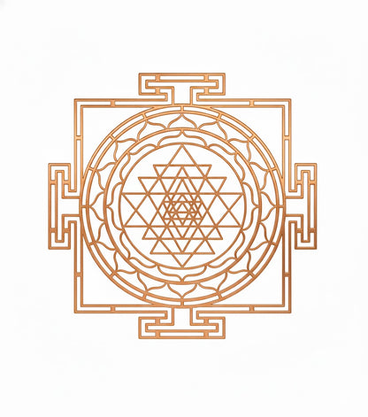 Premium 100% Pure Solid Brass & Copper Shri Yantra Plate for Vastu Remedy, Wealth, Prosperity & Vastu Correction — Sacred Geometry Lakshmi Yantra for Puja Room, Office, Brahmasthan & Financial Growth By Vastu Mandir