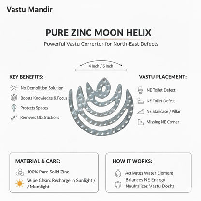 Premium 100% Pure Zinc Metal Spiritual Moon Helix Vastu Remedy for North-East Direction of Main Door Entrance, Kitchen, Bedroom, office for Vastu Dosh by Vastu Mandir